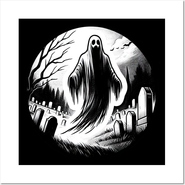 horror ghost cemetery Wall Art by Dracoola